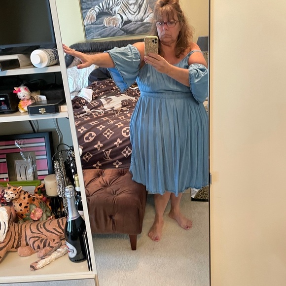 Elogui plus size 22 fit and flair chambray dress - Picture 2 of 9